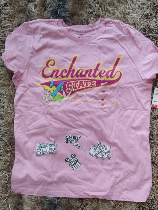 Disney Stores Tops - Enchanted State Pink Disney Store Tinkerbell T-Shirt - Graphic Tinkerbell Design